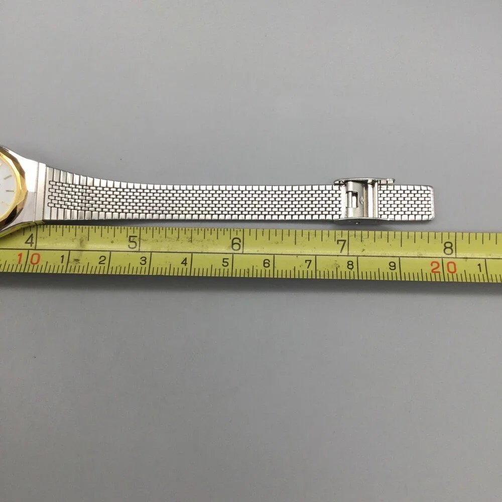 Ajawra Womens Watch 23mm White Dial Two Tone Bracelet Swiss New Battery